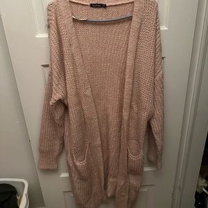 pink over sized cardigan sweater